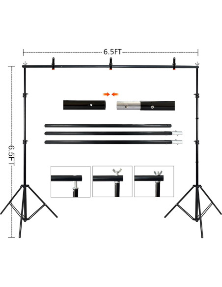 Kit de Soporte de Fondo Verde 2 en 1 LIVUCEE 1.98x1.98m Kit de Soporte de Fondo Verde 2 en 1 LIVUCEE 1.98x1.98m
