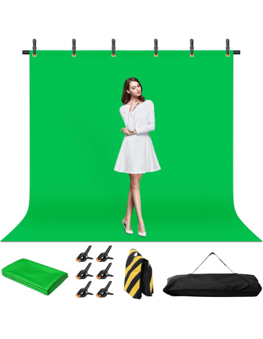 Fondo de Pantalla Verde Coliflor 2.4x2.2m con Soporte Ajustable