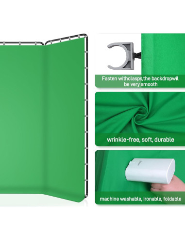 Fondo Verde Plegable 4x2.4m Zyernar para Estudio y Streaming