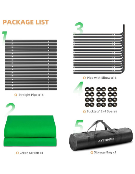 Fondo Verde Plegable 4x2.4m Zyernar para Estudio y Streaming