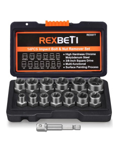 Juego de Extractores de Tornillos REXBETI 14 Piezas Acero