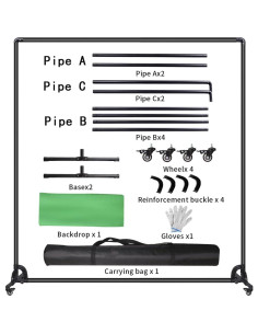 Pantalla Verde Chroma Key 208x200cm con Ruedas FEIFANTEAM 2