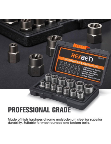 Juego de Extractores de Tornillos REXBETI 14 Piezas Acero