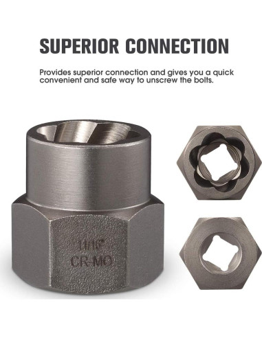 Juego de Extractores de Tornillos REXBETI 14 Piezas Acero