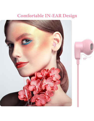 Auriculares USB C APETOO Rosa con Micrófono y Control de Volumen