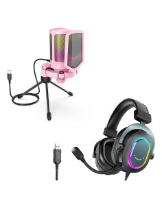 Micrófono de Streaming FIFINE A6P con Auriculares RGB para PC