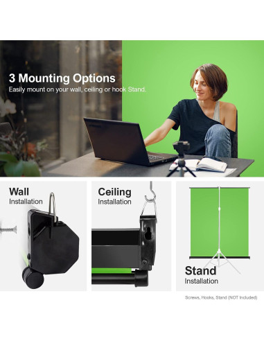 Pantalla Verde Retráctil Julius Studio 1.55 x 1.88 m Montable