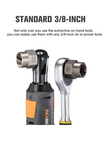 Juego de Extractores de Tornillos REXBETI 14 Piezas Acero