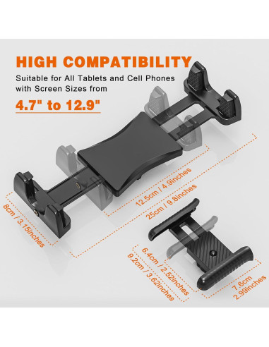 Adaptador de Montaje de Trípode JUBOR para iPad y Tablets 4.7-12.9"