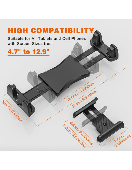 Adaptador de Montaje de Trípode JUBOR para iPad y Tablets 4.7-12.9"