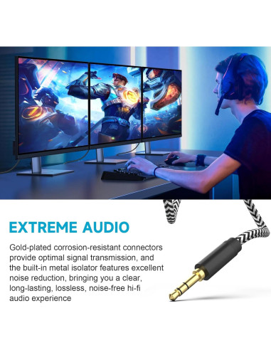 Adaptador de Audio Zosvoses Chat Link Pro 2.6m para Consolas