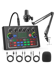 Kit de Podcast JAMELO con Micrófono, Brazo y Tarjeta de Sonido