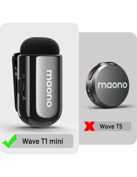 Accesorios Micrófono Lavalier Inalámbrico MAONO Wave T1 Mini