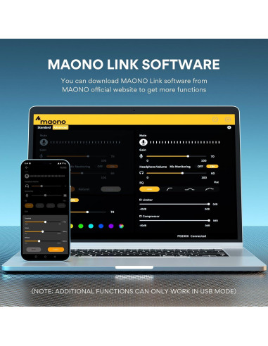 Micrófono Dinámico MAONO PD200X con Iluminación RGB y Control USB