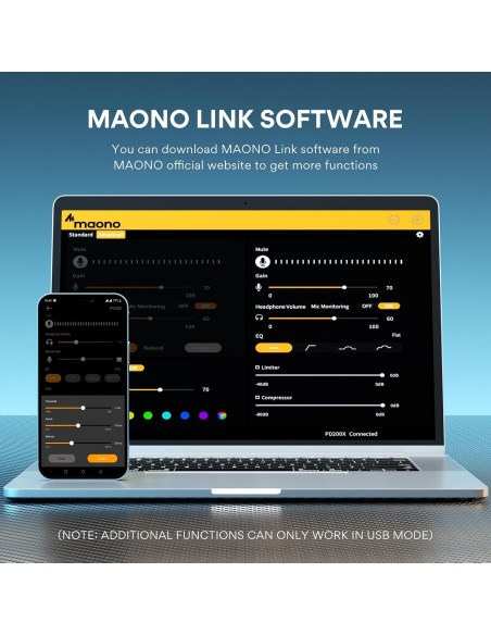Micrófono Dinámico MAONO PD200X con Iluminación RGB y Control USB