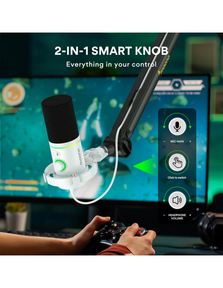 Micrófono Dinámico MAONO PD200X con Iluminación RGB y Control USB