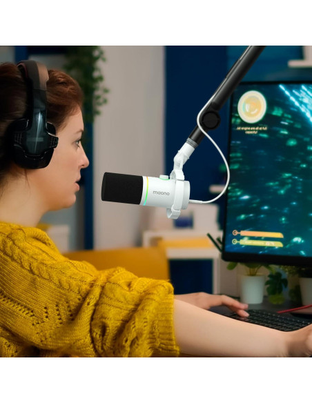 Micrófono Dinámico MAONO PD200X con Iluminación RGB y Control USB