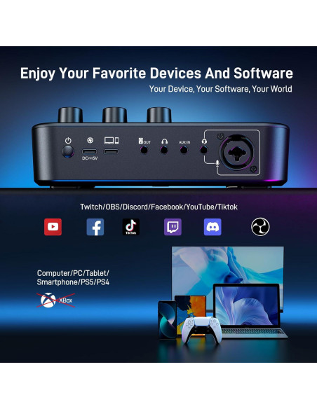 Micrófono Dinámico MAONO XLR/USB con Mezclador MAONOCASTER G1 NEO