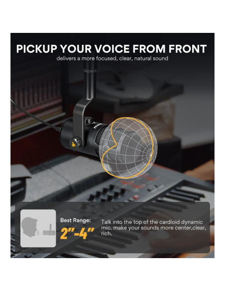 Micrófono Dinámico USB MAONO PD100U con Control de Ganancia