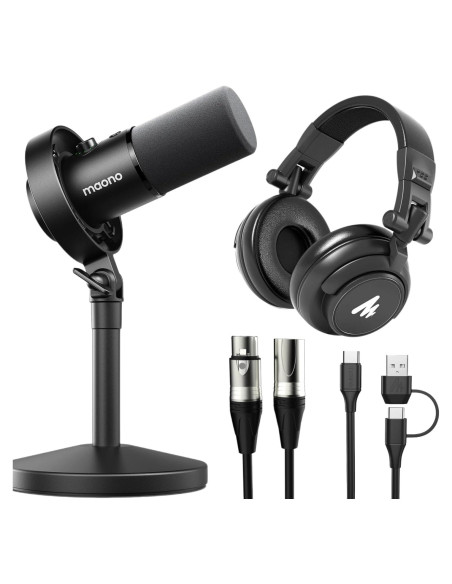 Micrófono Dinámico USB XLR MAONO PD300XT + Auriculares MH601