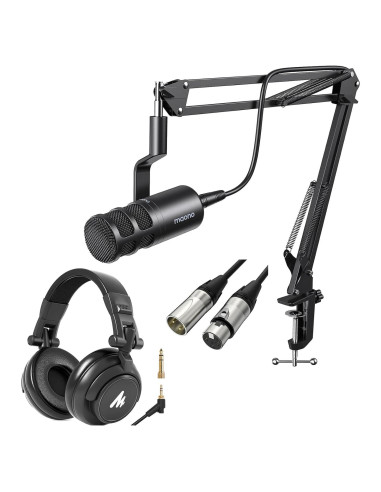 Micrófono Dinámico XLR MAONO PD100S con Auriculares MH601