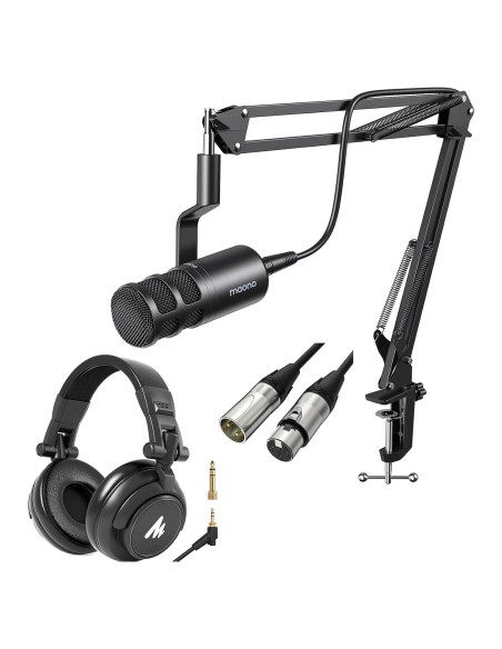 Micrófono Dinámico XLR MAONO PD100S con Auriculares MH601
