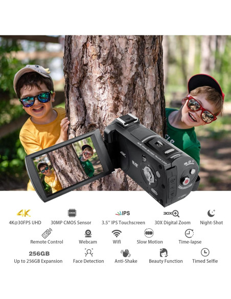 Cámara de Video 4K DEGIPO HDV-P12 30X Zoom WiFi Pantalla Táctil Cámara de Video 4K DEGIPO HDV-P12 30X Zoom WiFi Pantalla Táctil