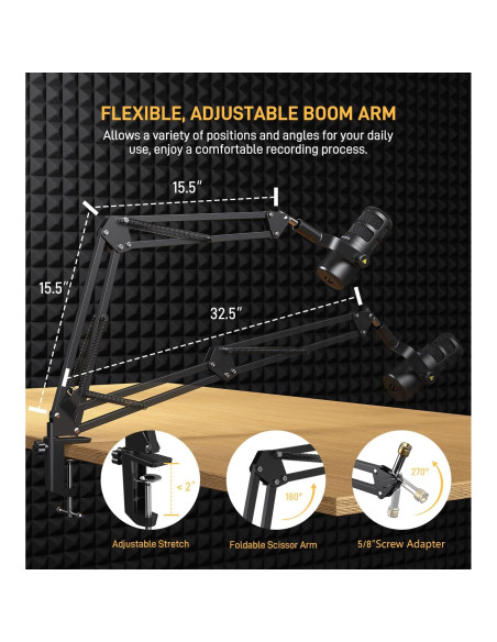 Micrófono Dinámico XLR MAONO PD100S con Auriculares MH601