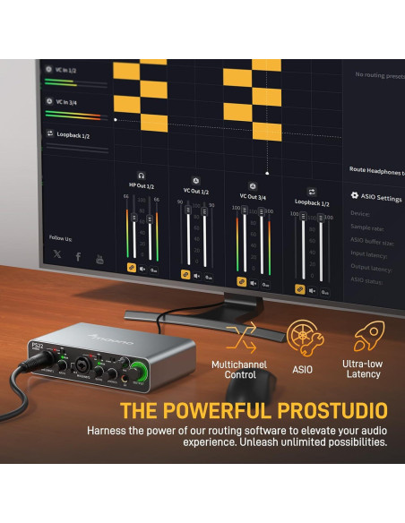 Interfaz de Audio USB MAONO PS22 con Micrófono XLR 24bit/192kHz