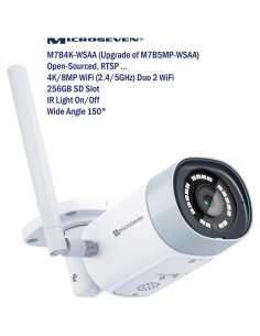 Cámara IP Microseven 4K 8MP Dúo WiFi 2.4/5GHz con Audio 2