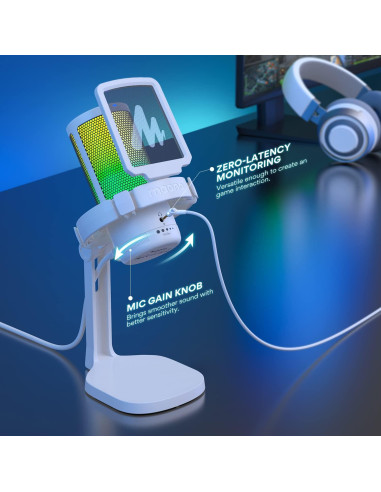 Micrófono USB MAONO para Podcast y Streaming con RGB