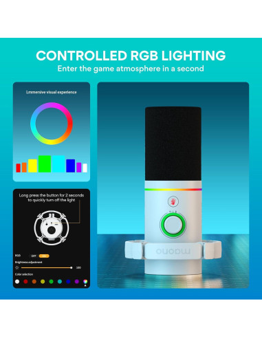 Micrófono USB MAONO para Podcast y Streaming con RGB