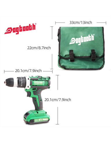 Taladro Inalámbrico DOGTOOTH 21V con 1 Batería y 23 Accesorios