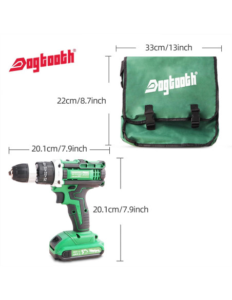 Taladro Inalámbrico DOGTOOTH 21V con 1 Batería y 23 Accesorios