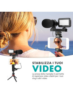 Kit de Vlogging Movo V7+ para iPhone y Samsung con Micrófono y Luz LED 2