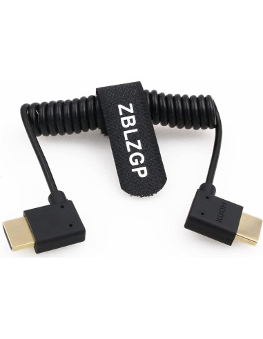 Cable HDMI 2.1 Enrollado 8K ZBLZGP Ángulo Derecho Izquierdo
