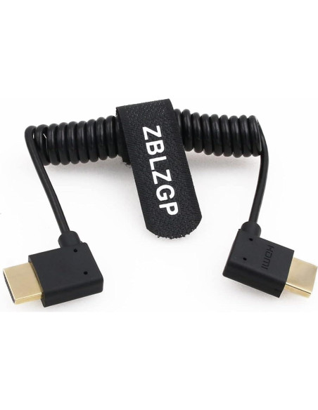 Cable HDMI 2.1 Enrollado 8K ZBLZGP Ángulo Derecho Izquierdo