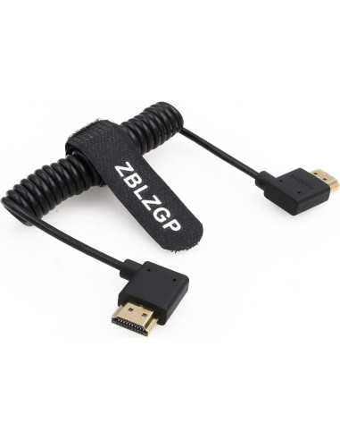 Cable HDMI 2.1 Enrollado 8K ZBLZGP Ángulo Derecho Izquierdo