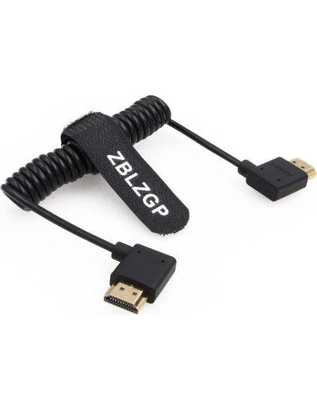 Cable HDMI 2.1 Enrollado 8K ZBLZGP Ángulo Derecho Izquierdo