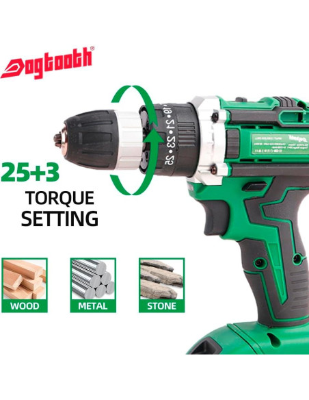 Taladro Inalámbrico DOGTOOTH 21V con 1 Batería y 23 Accesorios