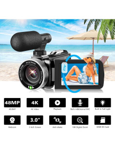 Cámara de Video 4K Weochi HDV900 con Micrófono Inalámbrico 2