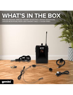Sistema de micrófono inalámbrico Gemini GMU-HSL100 - Doble Lavalier y Diadema 2
