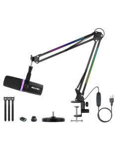 Micrófono Dinámico Vocal Micfuns M338-A USB/XLR con Brazo