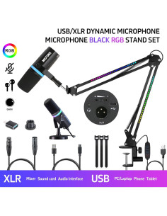 Micrófono Dinámico Vocal Micfuns M338-A USB/XLR con Brazo 2