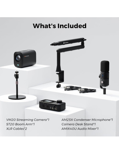 Kit de Podcast NearStream PodPro Solo 4K con Micrófono y Mezclador