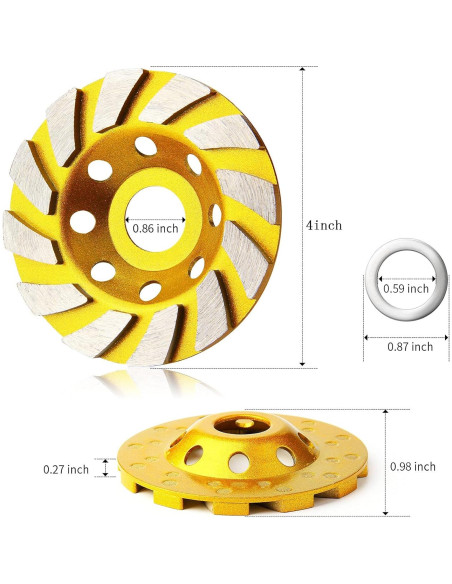 Ruedas de Amolar de Diamante HRLORKC 10 cm 2 Piezas para Concreto