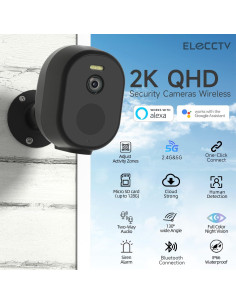 Cámara de Seguridad Inalámbrica ELECCTV 2K QHD Exterior IP65 2