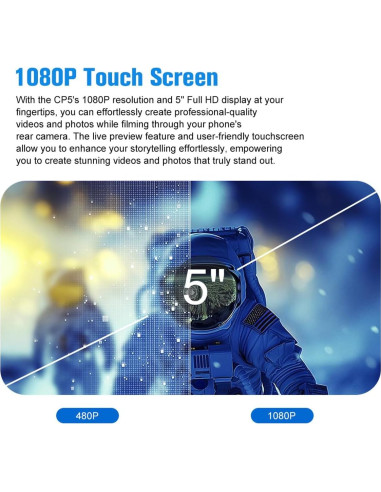 Monitor de Vlog CP5 Lite 5" FHD 1080P con Control Remoto