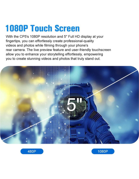 Monitor de Vlog CP5 Lite 5" FHD 1080P con Control Remoto