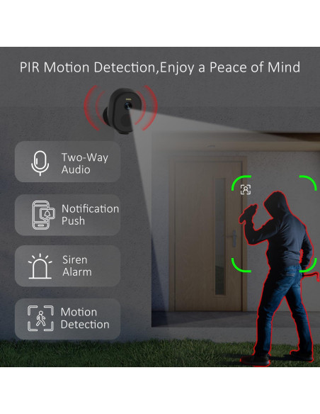 Cámara de Seguridad Inalámbrica ELECCTV 2K QHD Exterior IP65